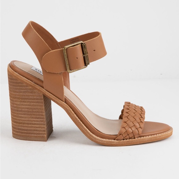 Steve Madden Cadence Leather Heeled Sandal (Cognac) - Picture 5 of 14